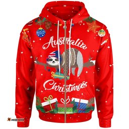 Australia Christmas Zip Up Hoodie Red Merry Christmas