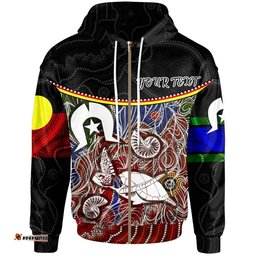 Personalised Zip Up Hoodie Aboriginal Dot In NAIDOC Week Style