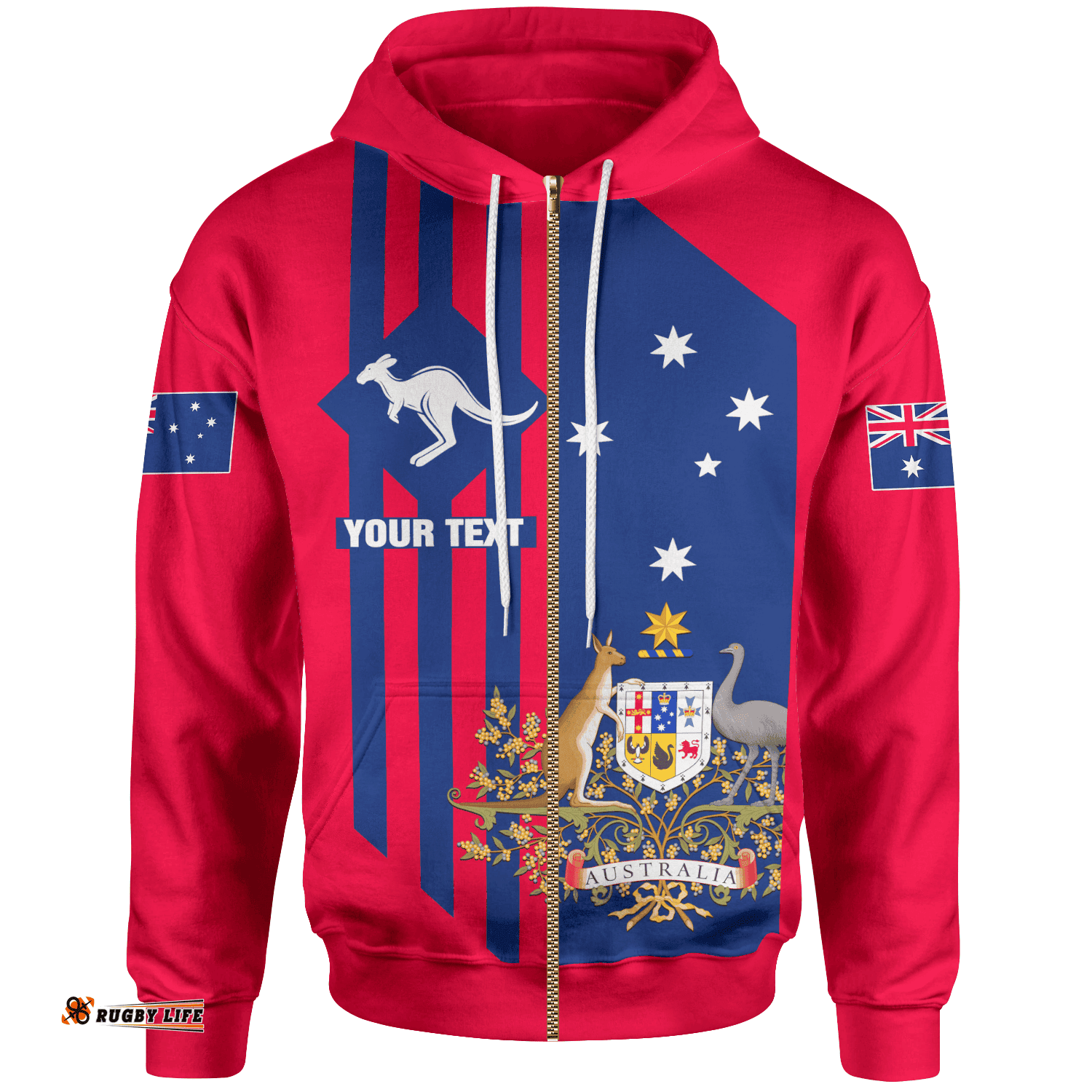 Custom Zip Up Hoodie Australia Kangaroo Sign