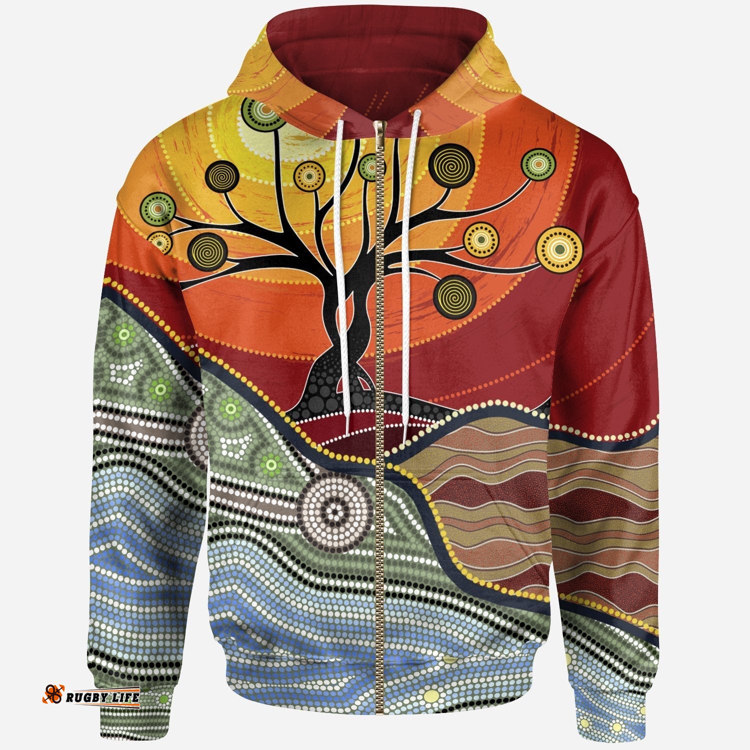 Zip Up Hoodie Australian Aboriginal Tree
