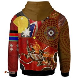 Hoodie Aboriginal Dot Pattern and Flags, Crocodile