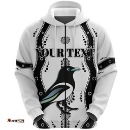 Custom Personalised Collingwood Zip Hoodie Pies Indigenous White