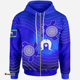 Torres Strait Islanders Zip Up Hoodie Torres Symbol With Aboriginal Turtle