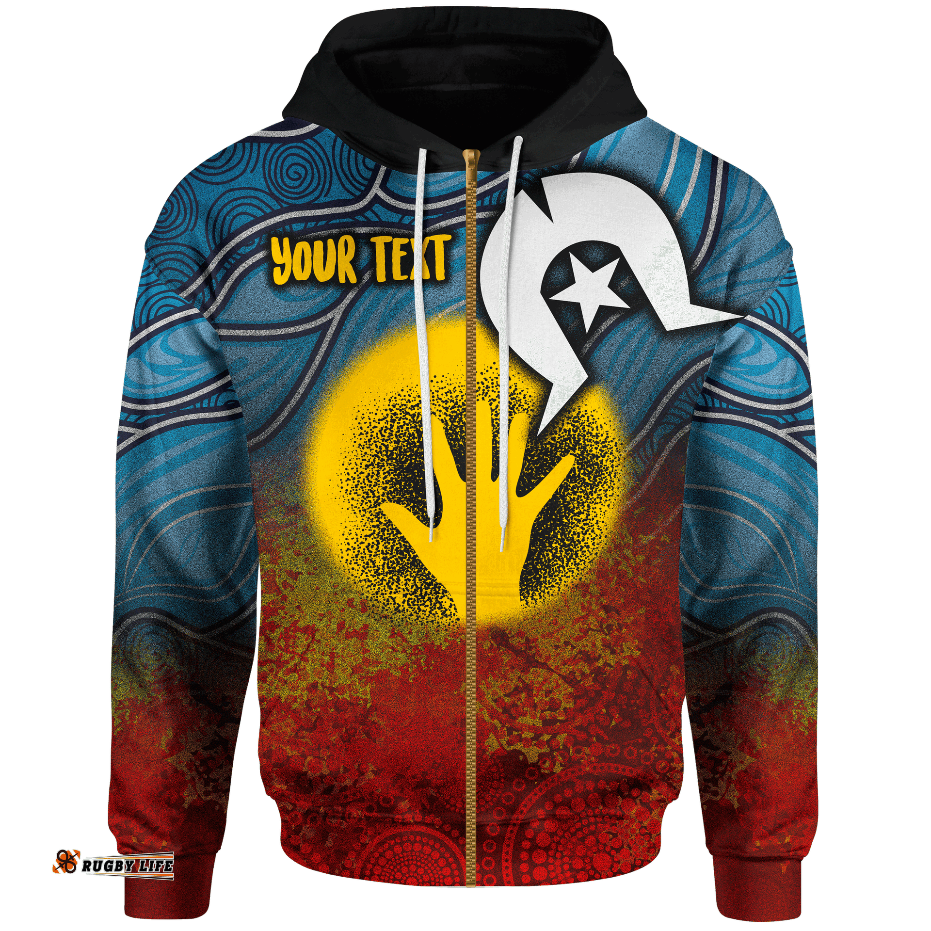 Custom Aboriginal Zip Up Hoodie Aboriginal and Torres Strait Islanders Flag
