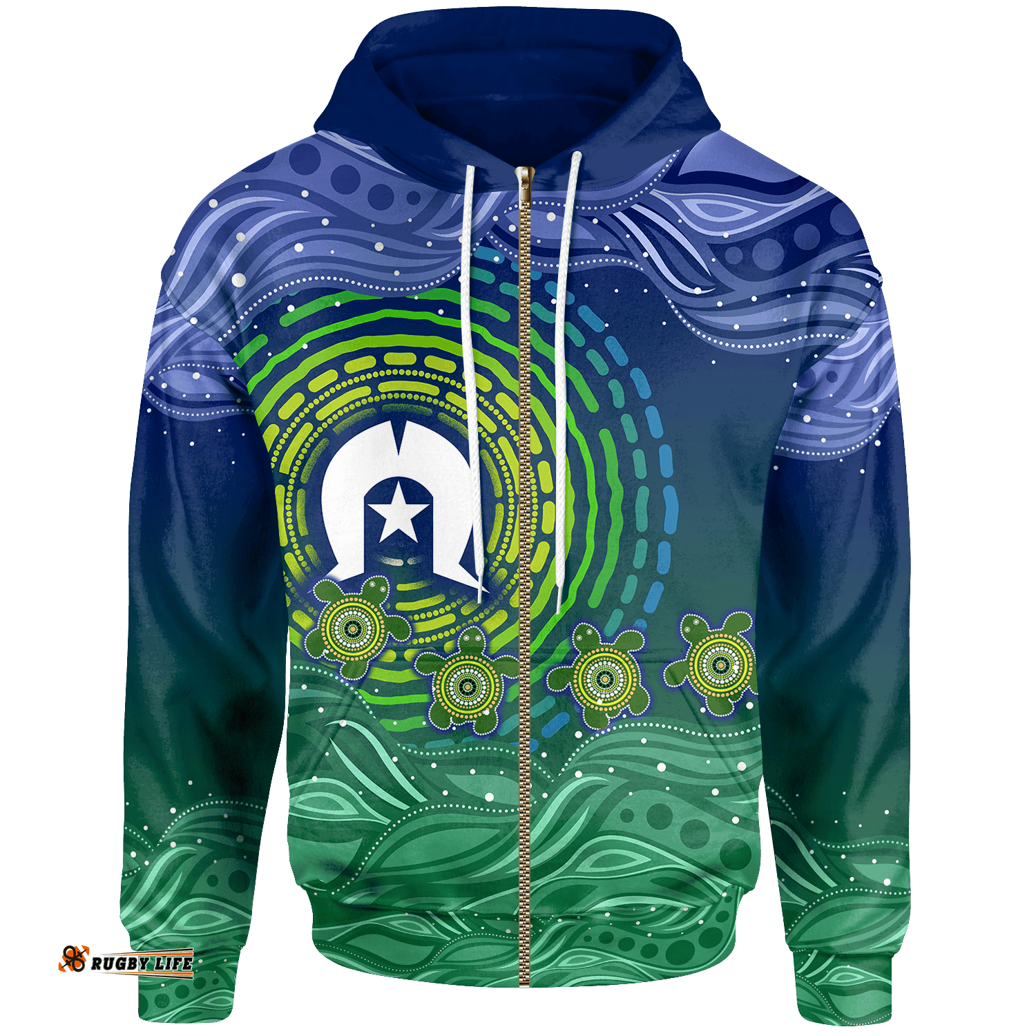 Torres Strait Islanders Zip Up Hoodie Aboriginal Turtle