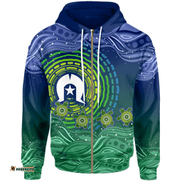 Torres Strait Islanders Zip Up Hoodie Aboriginal Turtle