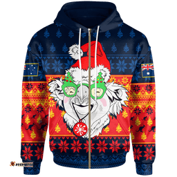 Custom Australia Christmas Zip Up Hoodie Bye Bye