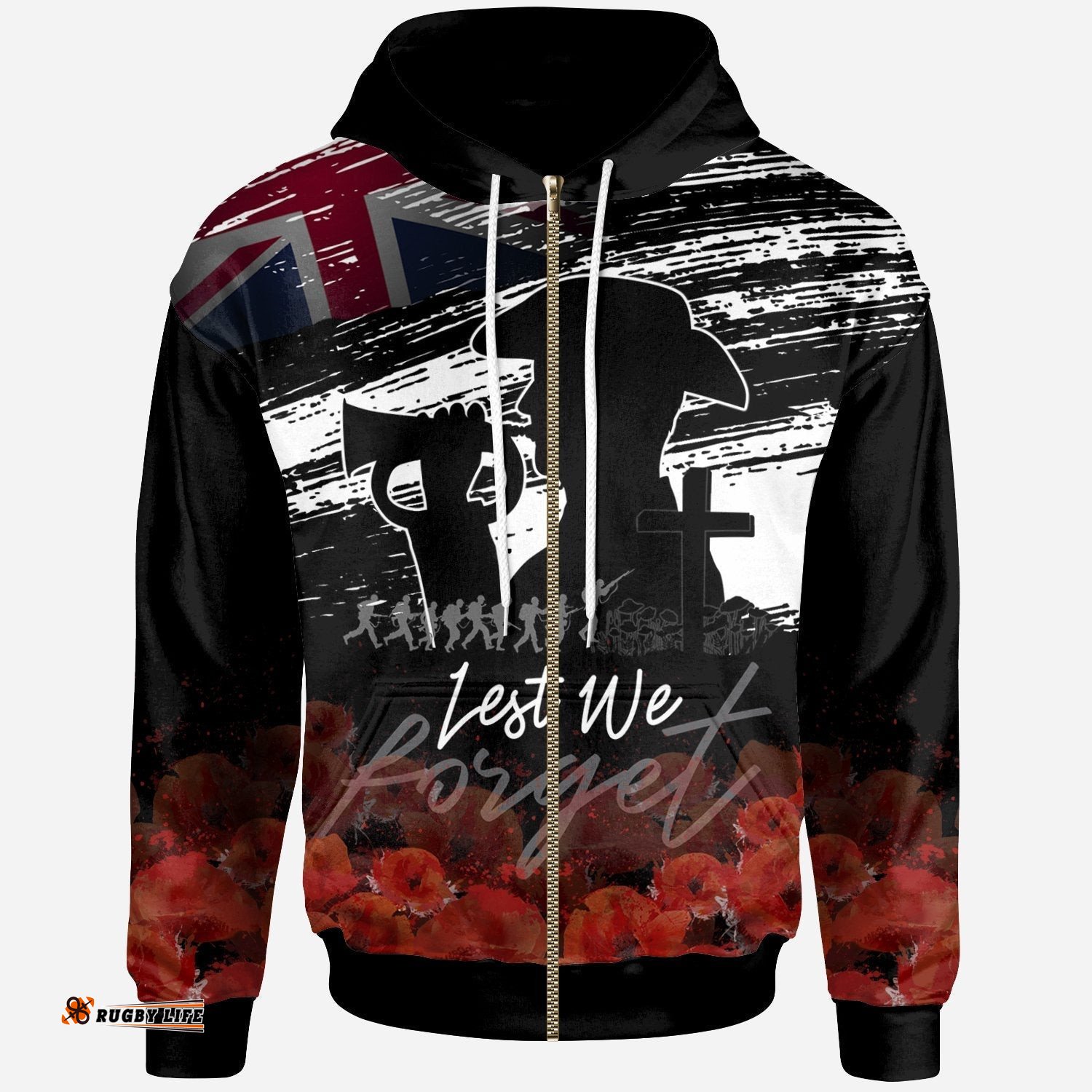 ANZAC Day Zip Up Hoodie Remembrance ANZAC