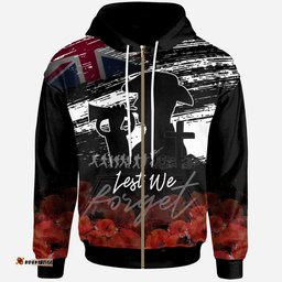 ANZAC Day Zip Up Hoodie Remembrance ANZAC