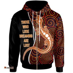 Aboriginal Personalised Zip Up Hoodie Indigenous Lizard Dreaming