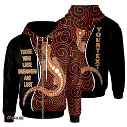 Aboriginal Personalised Zip Up Hoodie Indigenous Lizard Dreaming