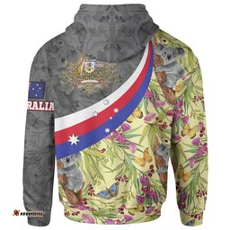 Zip Up Hoodie, Australia Coat Of Arms with Koala Patterns Ver01
