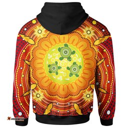 Aboriginal Zip Up Hoodie, Turtle Circle Dot Painting Art