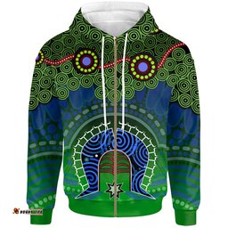 Torres Strait Zip Up Hoodie Dhari And Dot Patterns