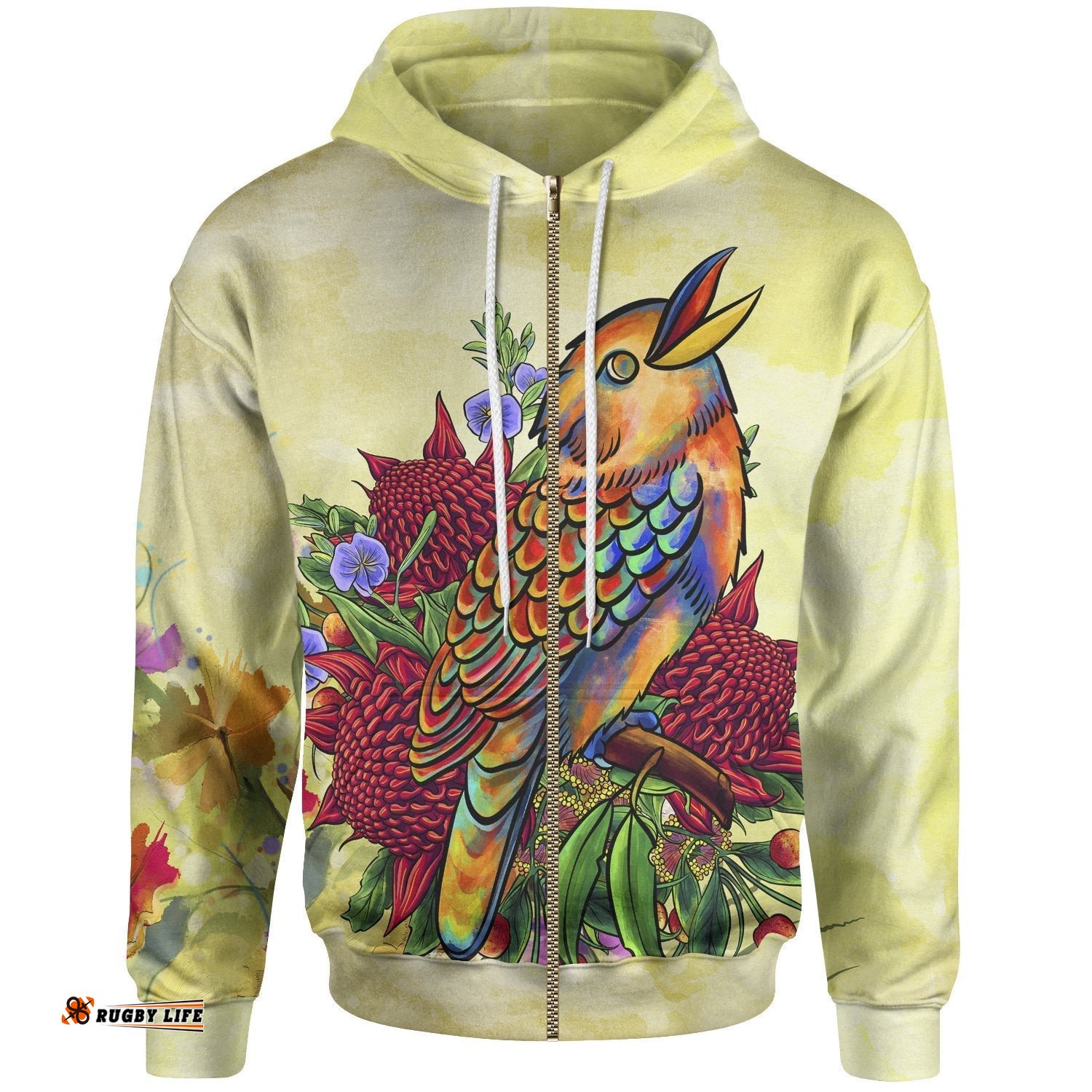 Zip Up Hoodie Australia Kookaburra With Waratah