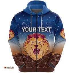 Custom Personalised Brisbane Lions Zip Hoodie Simple Indigenous