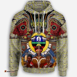 Custom Text The Land Owns Us Aboriginal Zip Up Hoodie