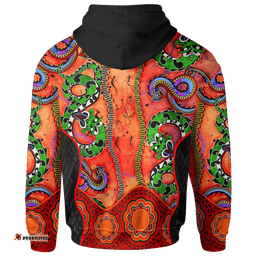 Zip Up Hoodie Aussie Indigenous Patterns Orange