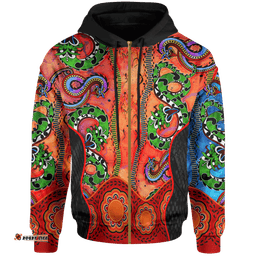 Zip Up Hoodie Aussie Indigenous Patterns Orange
