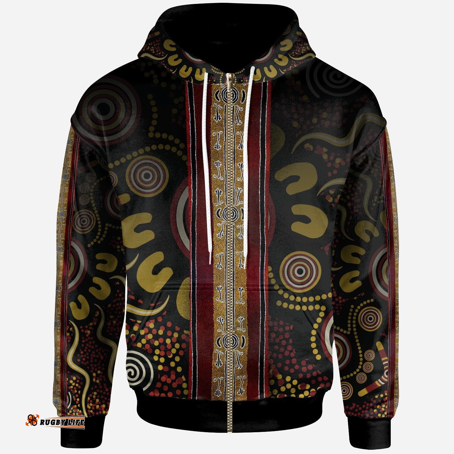 Zio Hoodie Aboriginal Dot Panting Art Stripe Lines