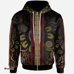 Zio Hoodie Aboriginal Dot Panting Art Stripe Lines