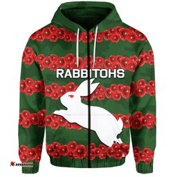 Rabbitohs Zip Hoodie Poppy Flowers