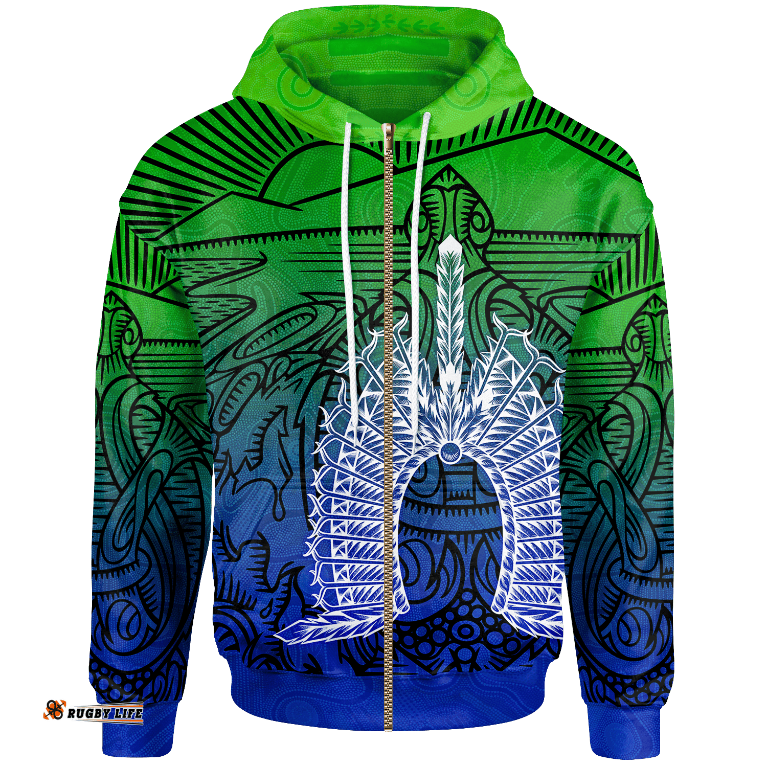 Torres Strait Islanders Zip Up Hoodie Turtle and Dhari Mask