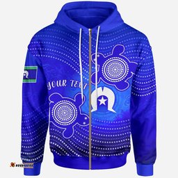 Custom Torres Strait Islanders Zip Up Hoodie Torres Symbol With Turtle