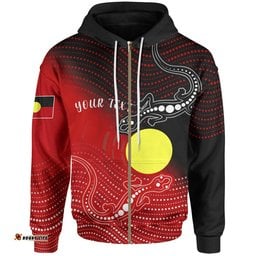 Custom Aboriginal Zip Up Hoodie Two Indigenous Lizard 01