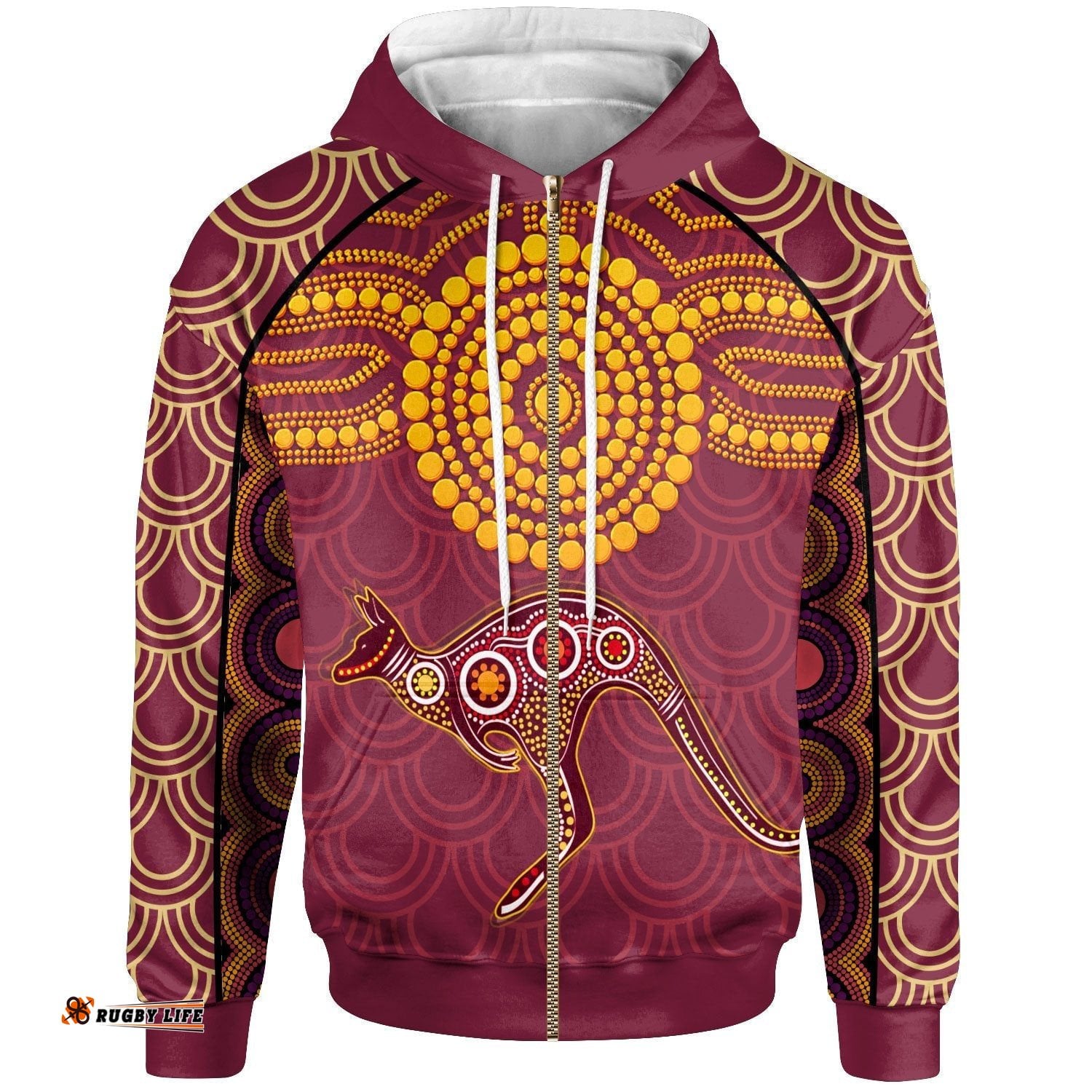 Aboriginal Zip Up Hoodie Aboriginal Kangaroo