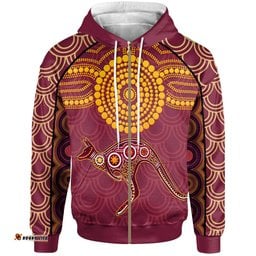 Aboriginal Zip Up Hoodie Aboriginal Kangaroo