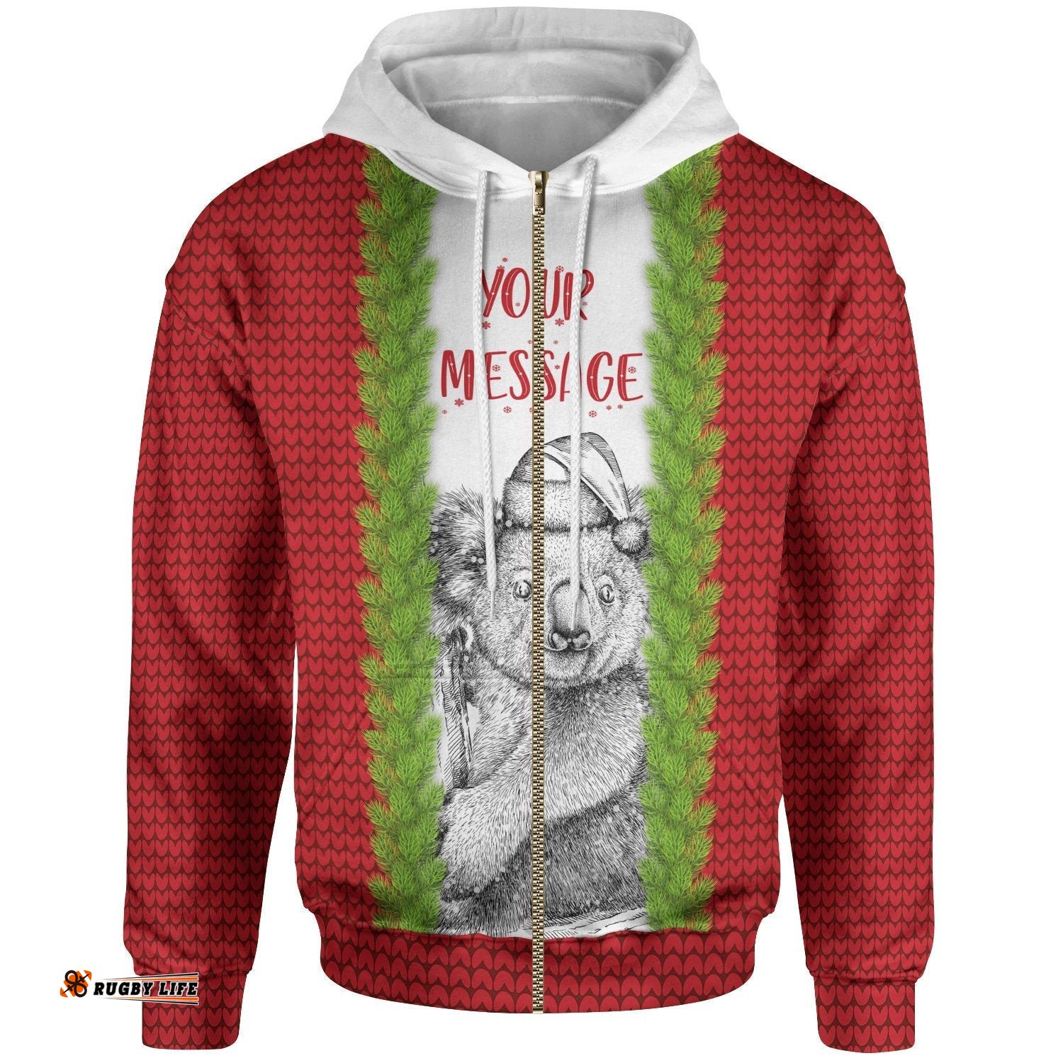 Custom Australia Christmas Zip Up Hoodie Merry Christmas Koala