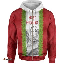 Custom Australia Christmas Zip Up Hoodie Merry Christmas Koala