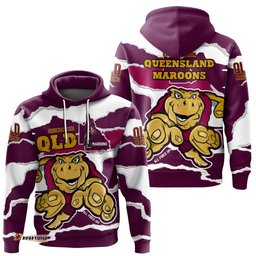 Queensland Maroons Hoodie - Custom State Of Origin QLD Maroons Queenslander All Fired Up Hoodie