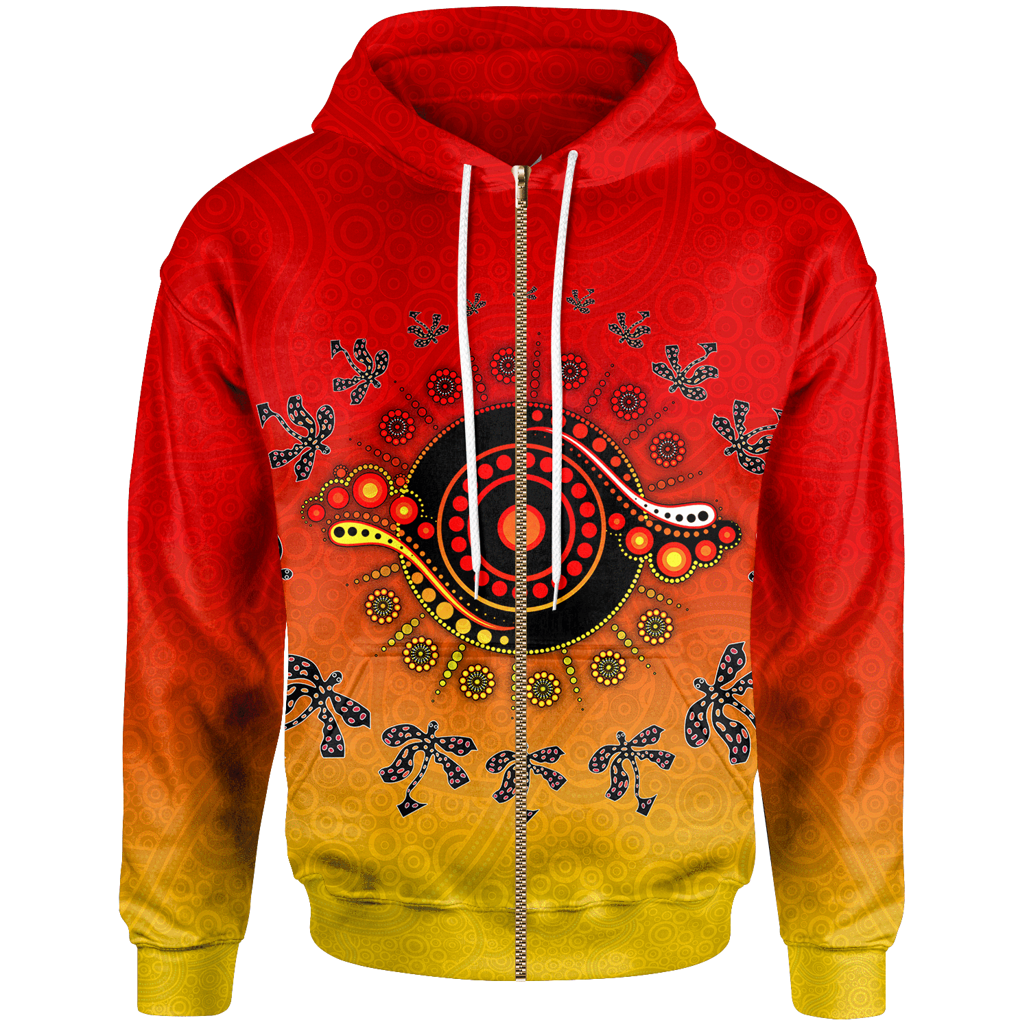 Aboriginal Zip Up Hoodie Circle Pattern