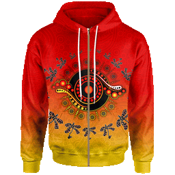 Aboriginal Zip Up Hoodie Circle Pattern