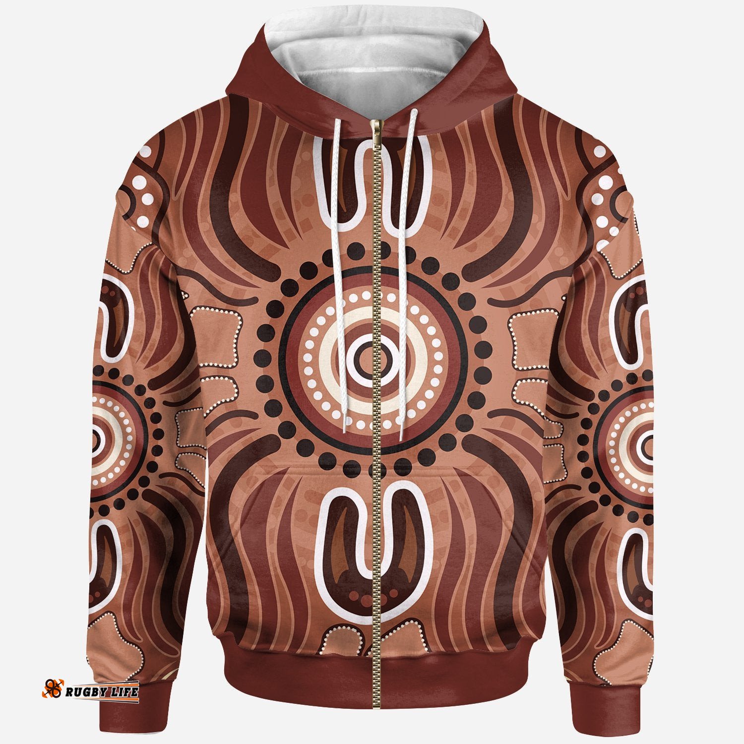 Aboriginal Zip Up Hoodie Indigenous Art Patterns Ver02