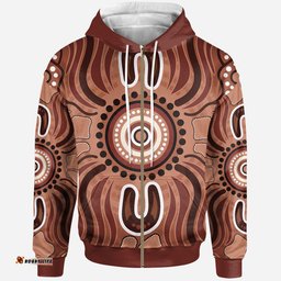 Aboriginal Zip Up Hoodie Indigenous Art Patterns Ver02