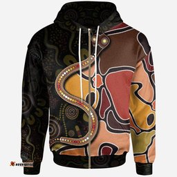 Zip Up Hoodies Aboriginal Snake With Dot Painting