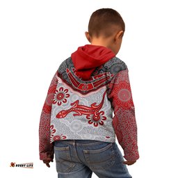 Aboriginal Zip Up Hoodie Indigenous Boomerang and Lizard Art