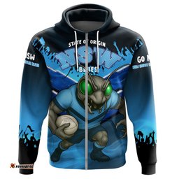 New South Wales Blues Hoodie - Custom State Of Origin Go NSW Blues Football Cockroaches Mascot Hoodie