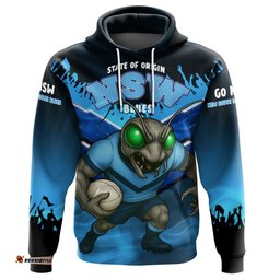 New South Wales Blues Hoodie - Custom State Of Origin Go NSW Blues Football Cockroaches Mascot Hoodie