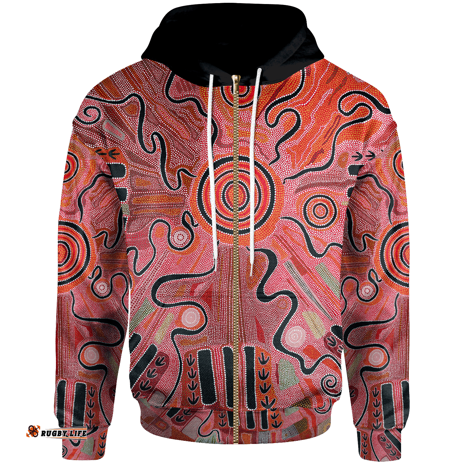 Aboriginal Zip Up Hoodie Indigenous Footprint Landscape