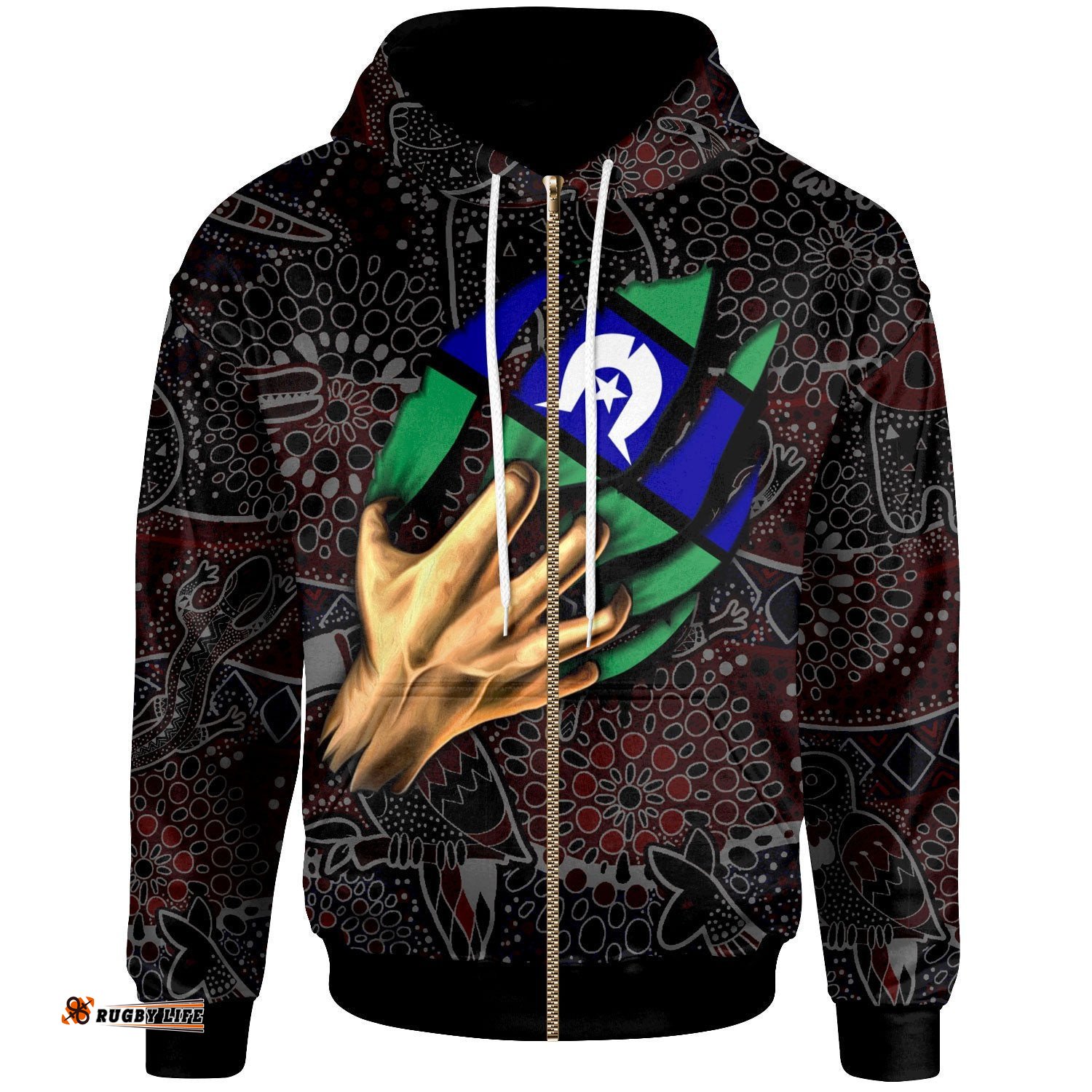 Aboriginal Zip Up Hoodie Torres Strait Blood In Me