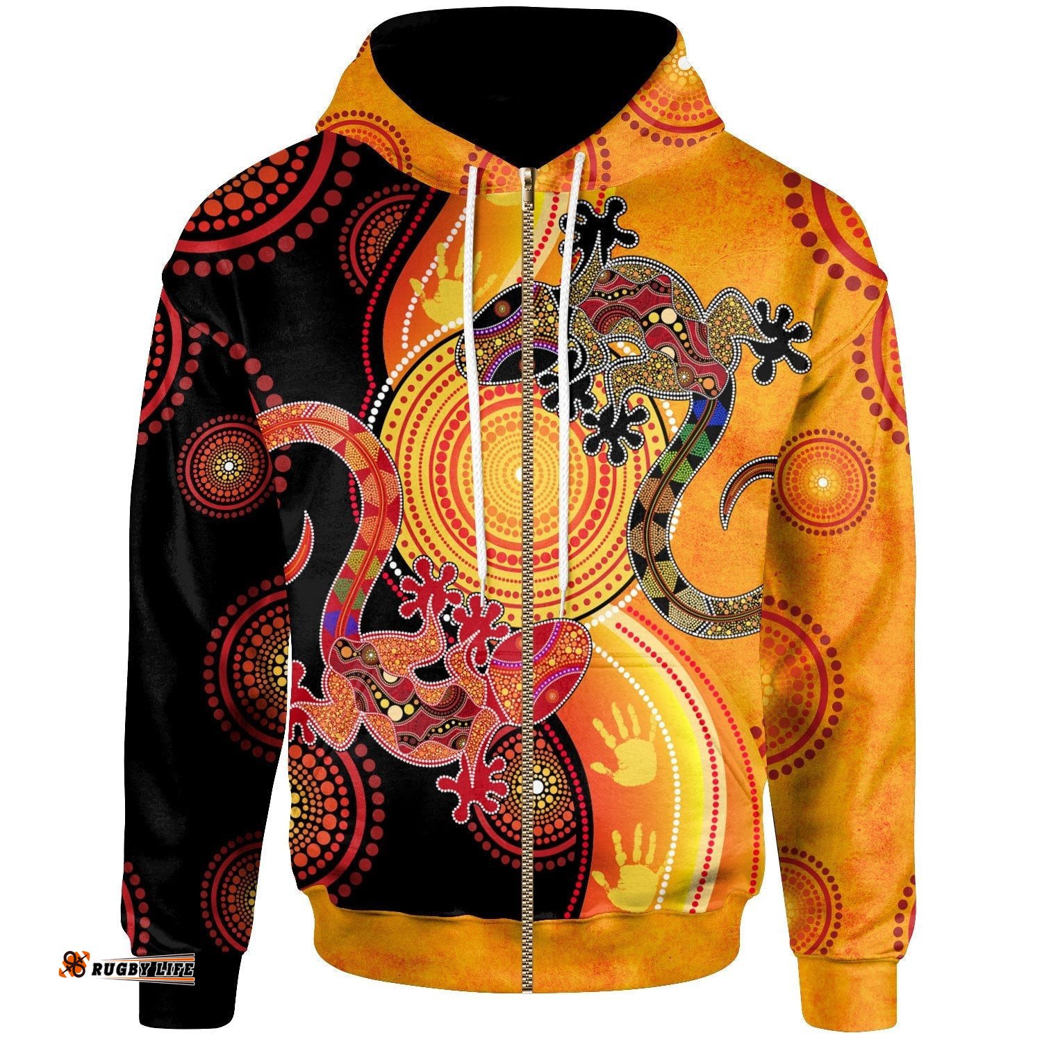 Aboriginal Zip Up Hoodie Couple Aboriginal Lizards