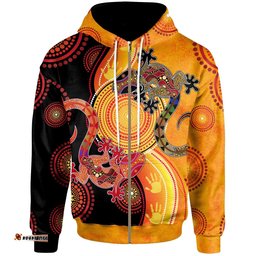 Aboriginal Zip Up Hoodie Couple Aboriginal Lizards