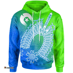 Torres Strait Islanders Hoodie Dhari Mask Ocean Style