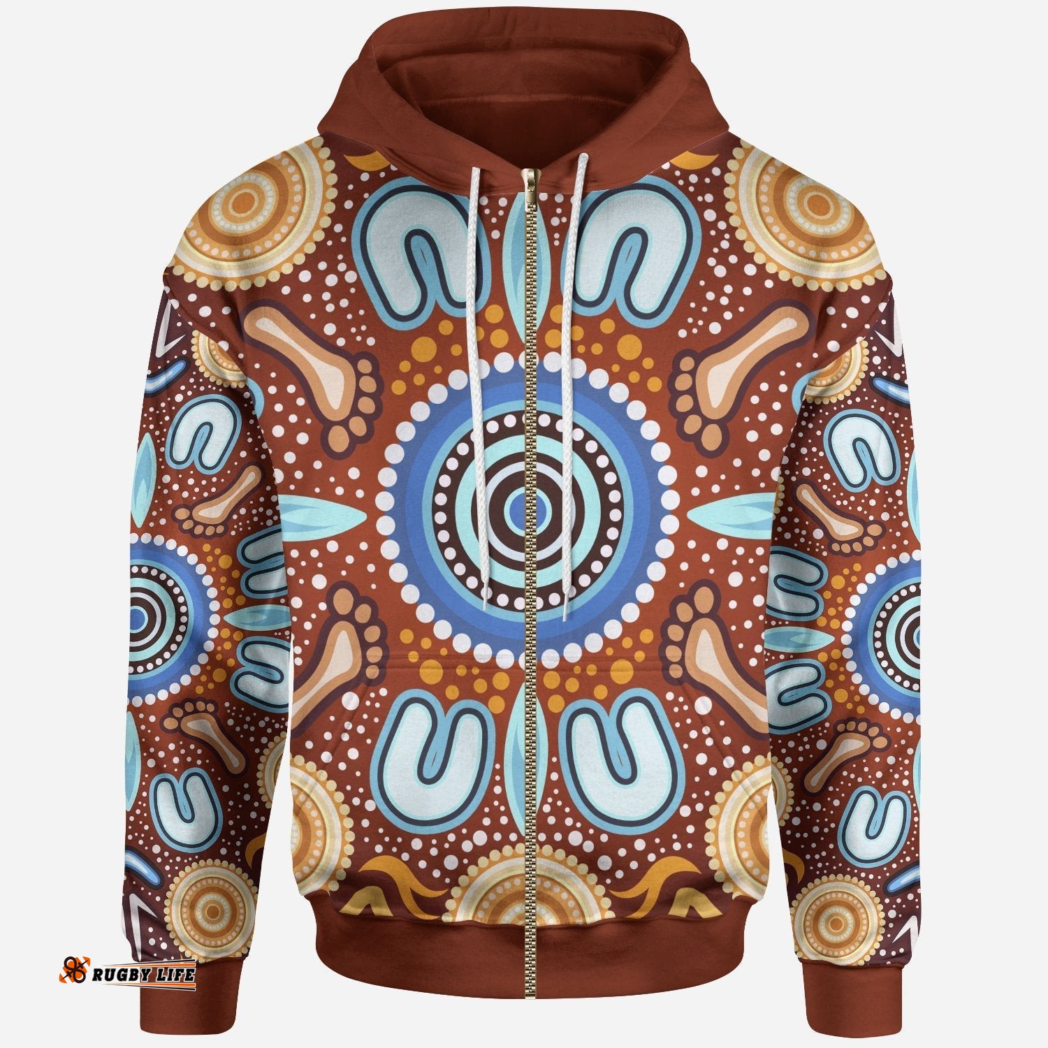 Aboriginal Zip Up Hoodie Indigenous Circle Dot Painting Ver02