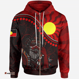 Aboriginal Zip Up Hoodie Indigenous People And Sun