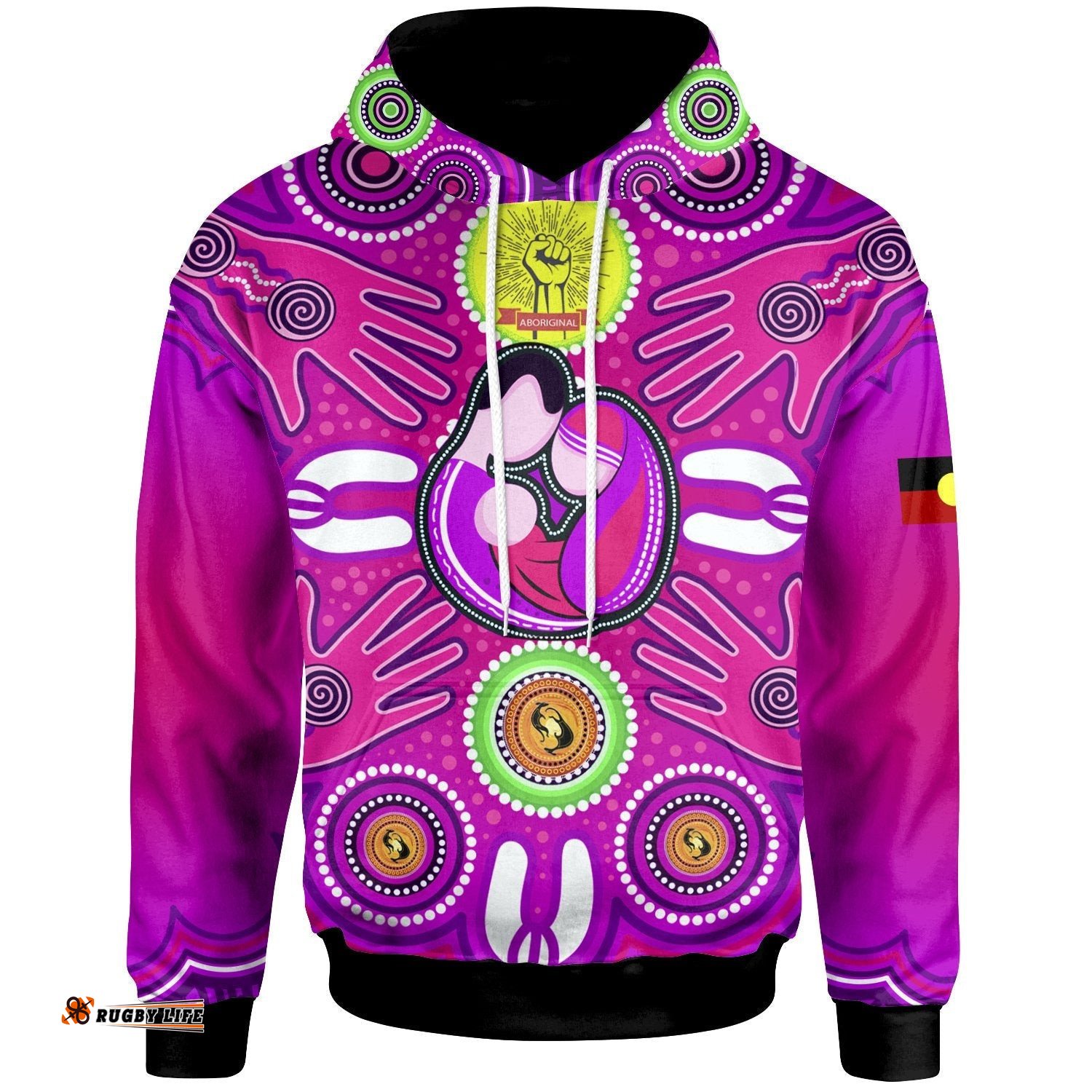 Hoodie Aboriginal Family With Dot Painting art 05